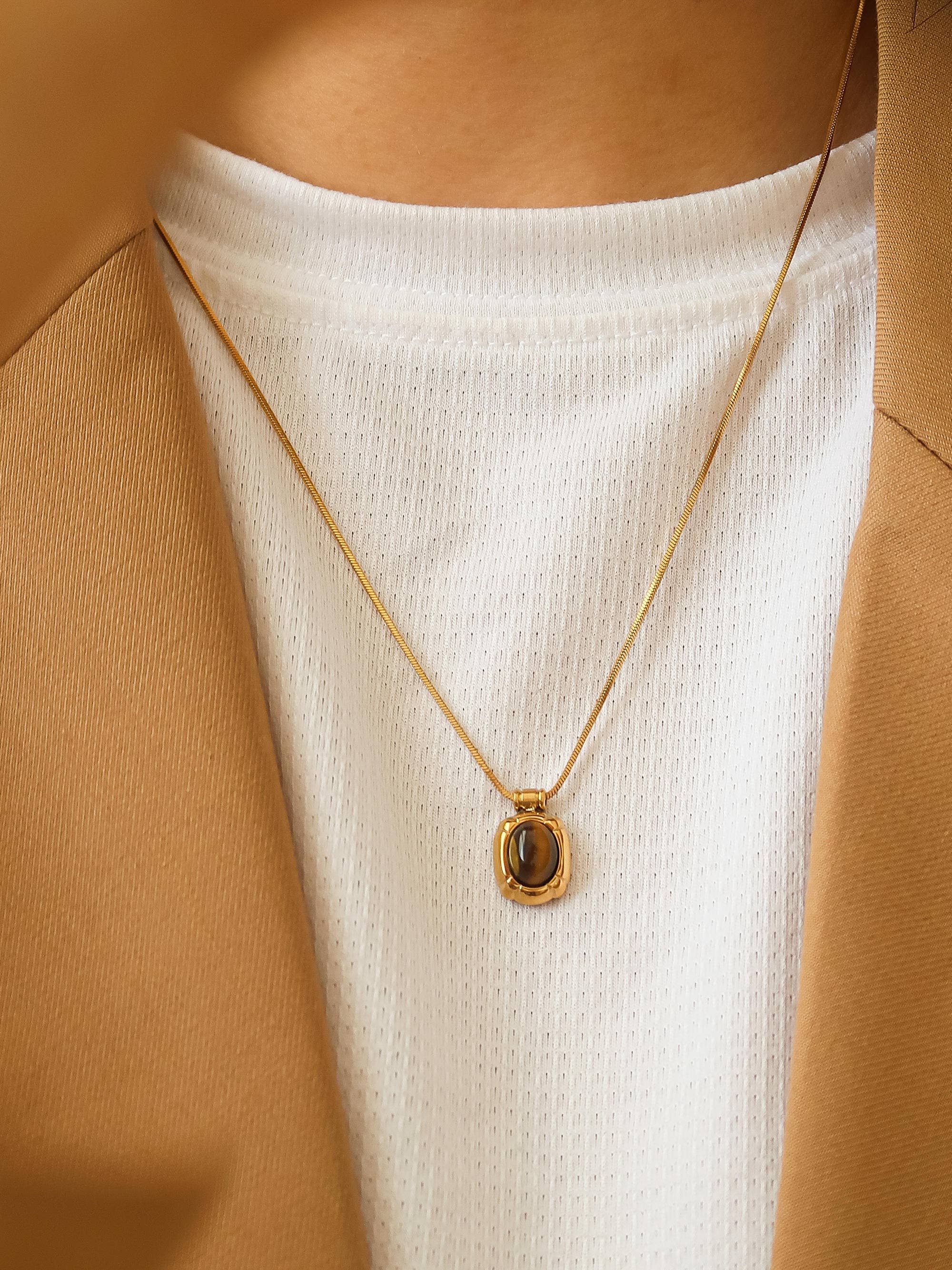 Dax 18K Gold Non-Tarnish Natural Stone Necklace