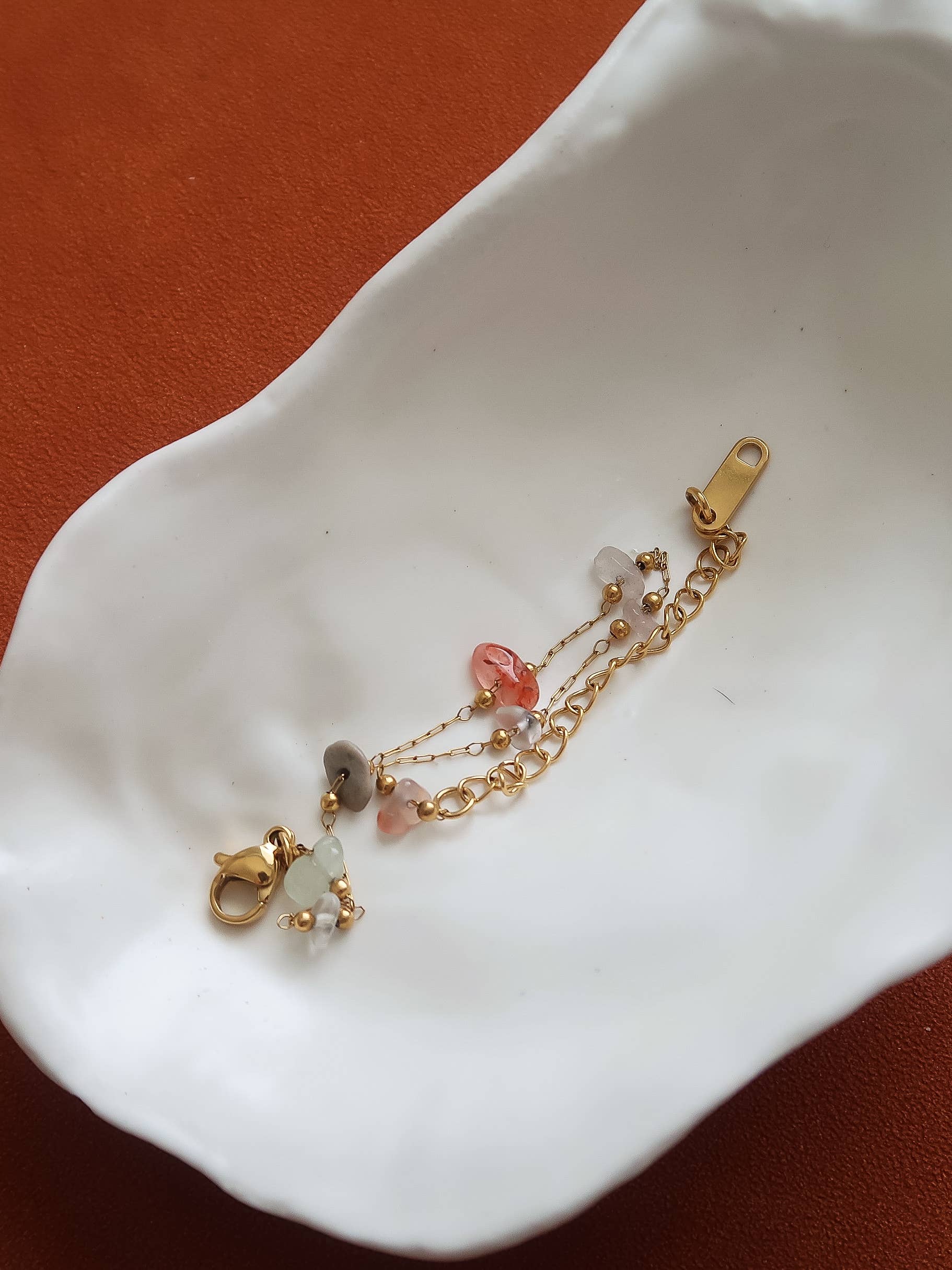 Besse 18K Gold Non-Tarnish Multi Gemstone Necklace, Bracelet