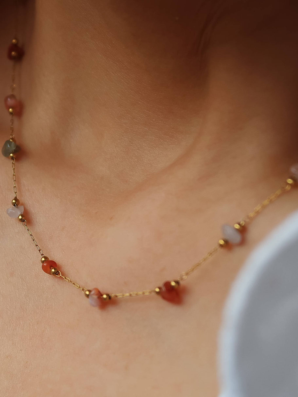 Besse 18K Gold Non-Tarnish Multi Gemstone Necklace, Bracelet