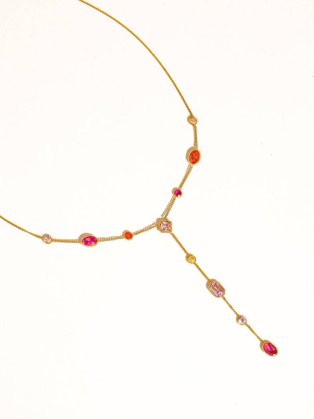 Briennon 18K Gold Non-Tarnish Colorful Beaded Y Necklace