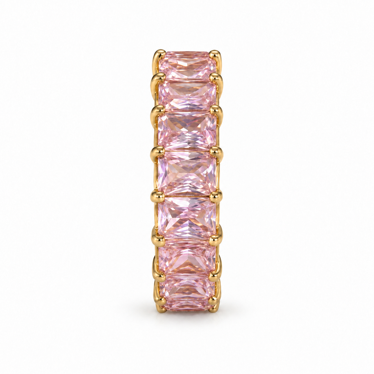 Ariel Ring — pink stones and gold setting, front view