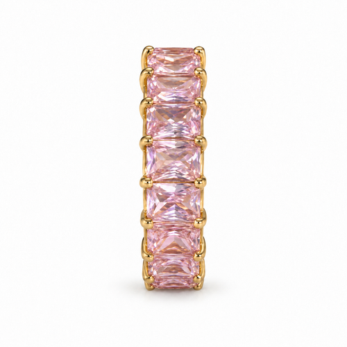Ariel Ring — pink stones and gold setting, front view