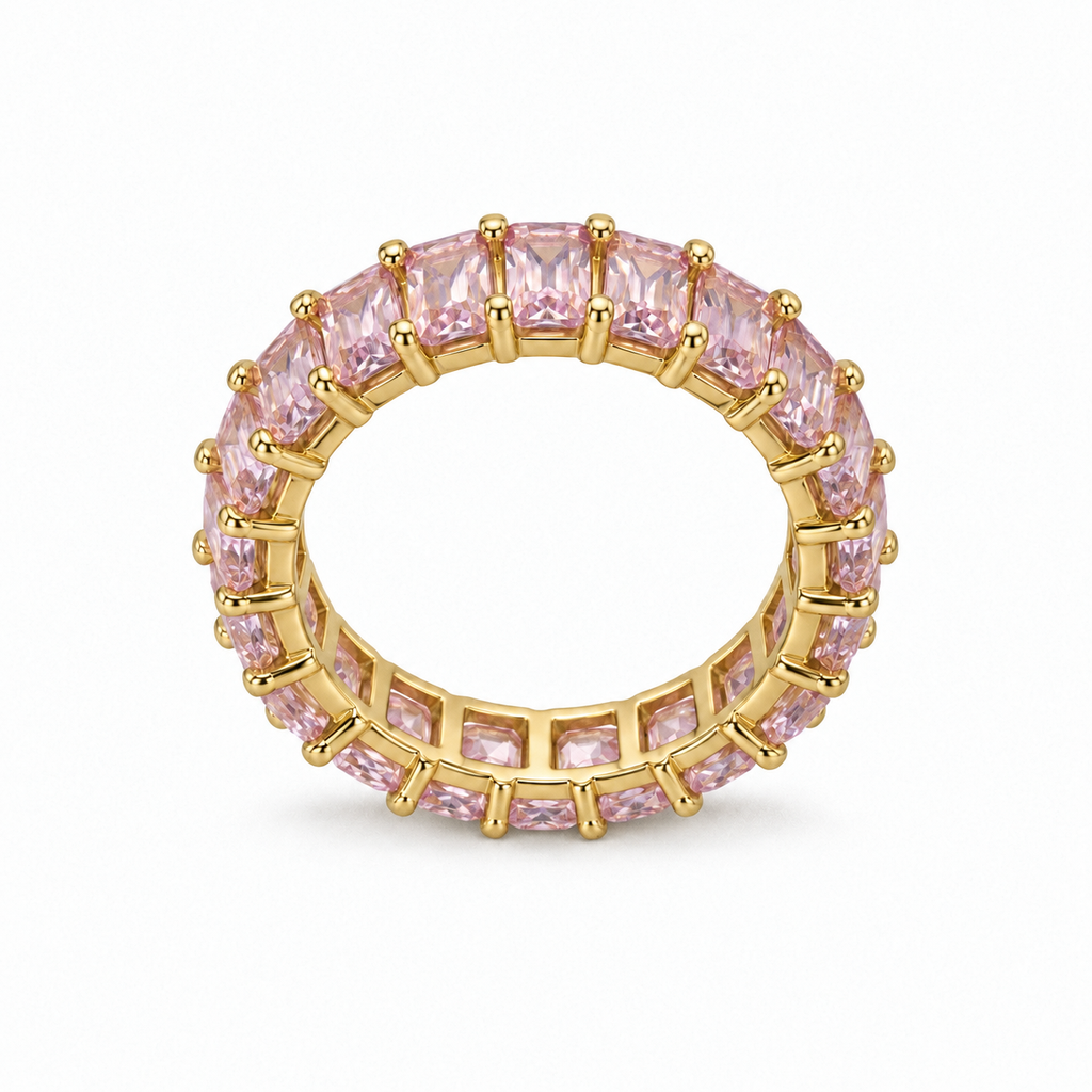 Ariel Ring — pink stones and gold setting, inside view