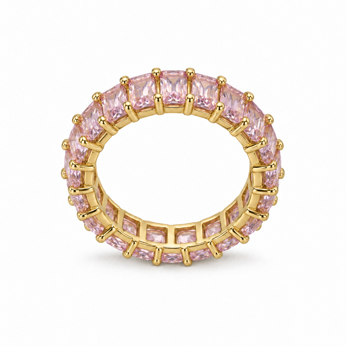 Ariel Ring — pink stones and gold setting, inside view