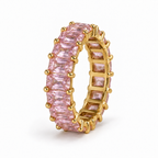 Ariel Ring — pink stones and gold setting, side view