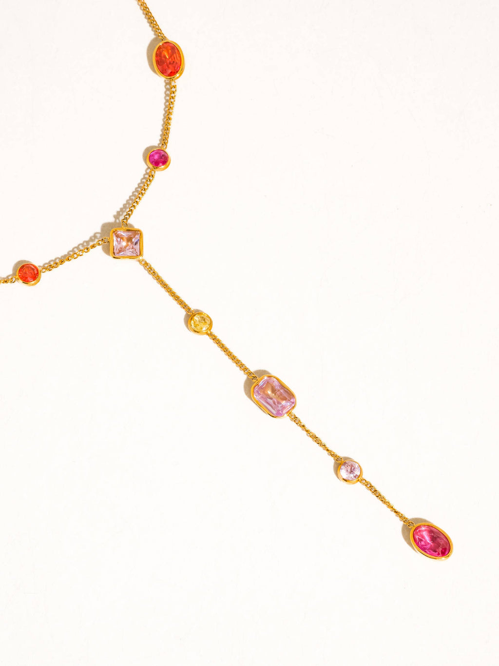 Briennon 18K Gold Non-Tarnish Colorful Beaded Y Necklace